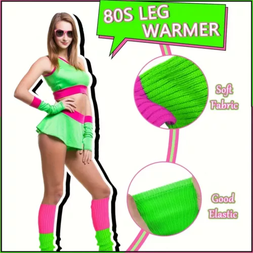 Kit accessoires déguisement années 80 femme – 10 pièces style néon rétro