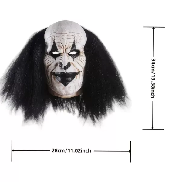 Masque de clown tueur en latex réaliste avec perruque bouclée – Halloween horreur