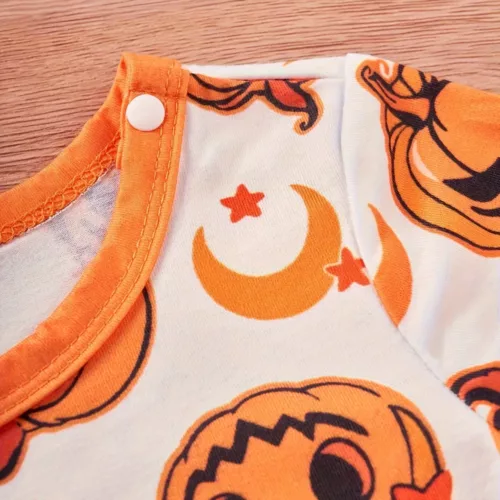 Barboteuse bébé Halloween – body manches longues motif citrouille et étoiles
