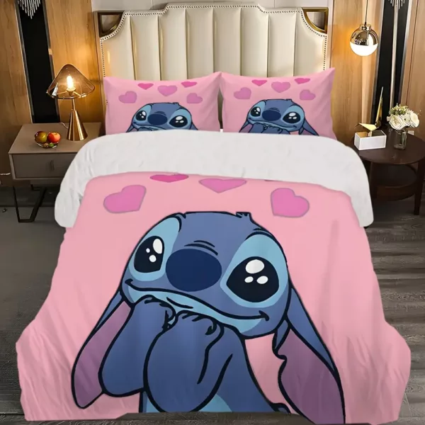 Parure de lit 3 pièces Lilo et Stitch – motif dessin animé doux et ludique