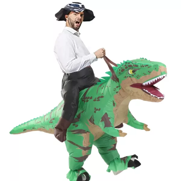 Costume gonflable dinosaure à enfourcher pour adulte – effet cavalier humoristique