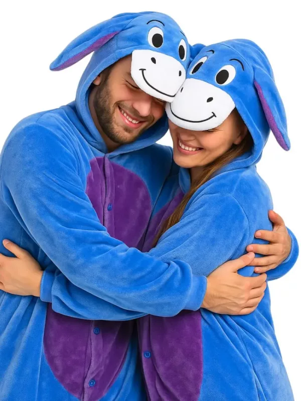 Pyjama kigurumi âne avec capuche et poches – déguisement doux type cosplay