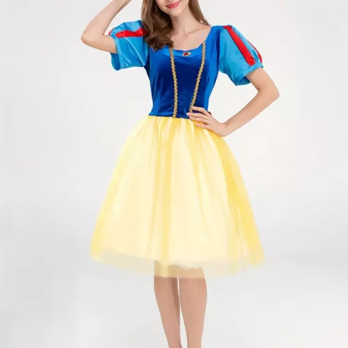 Costume de princesse Blanche-Neige scintillant avec accessoire de coiffure cosplay