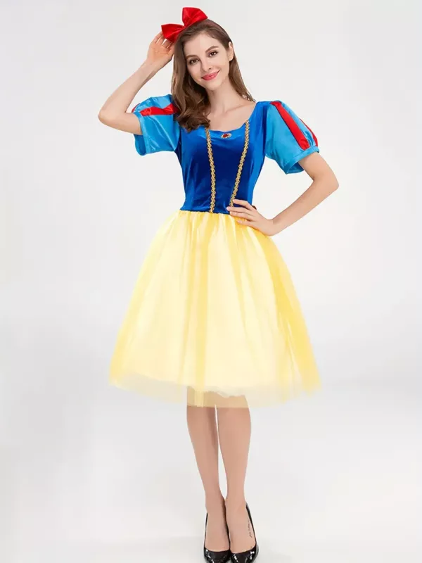 Costume de princesse Blanche-Neige scintillant avec accessoire de coiffure cosplay