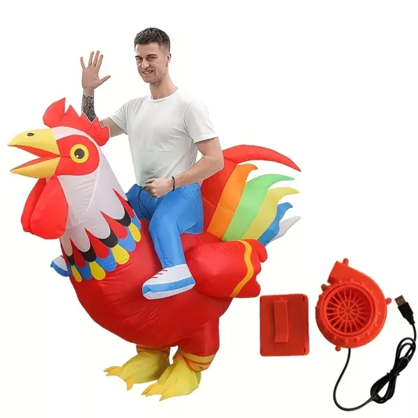 Déguisement gonflable coq rouge adulte – Costume humoristique original fête