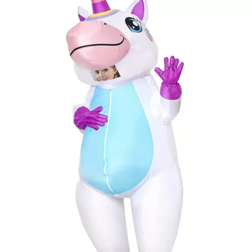 Costume gonflable licorne adulte – design pastel mignon idéal fêtes et Halloween