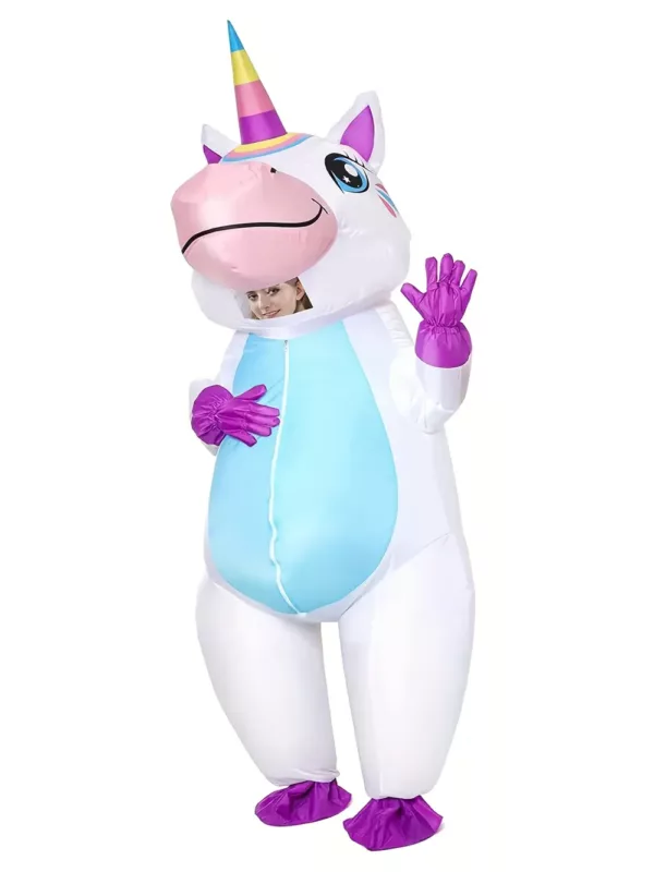 Costume gonflable licorne adulte – design pastel mignon idéal fêtes et Halloween