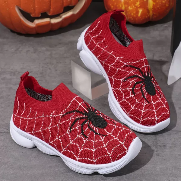 Baskets enfant motif araignée – chaussures à enfiler souples et ludiques