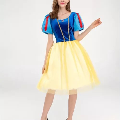 Costume de princesse Blanche-Neige scintillant avec accessoire de coiffure cosplay