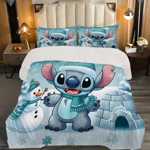 Parure de lit 3 pièces Lilo & Stitch – housse de couette dessin animé doux coton