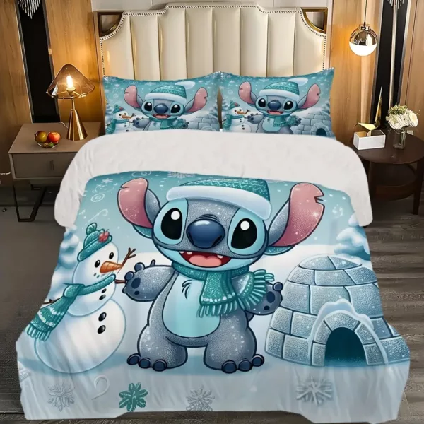 Parure de lit 3 pièces Lilo & Stitch – housse de couette dessin animé doux coton