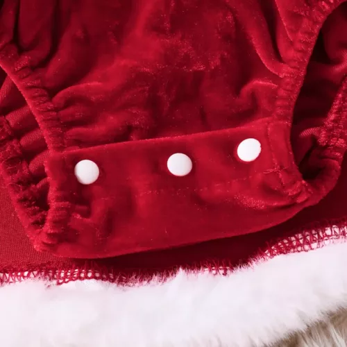 Robe bébé Noël en peluche chaude avec manches longues et bonnet assorti