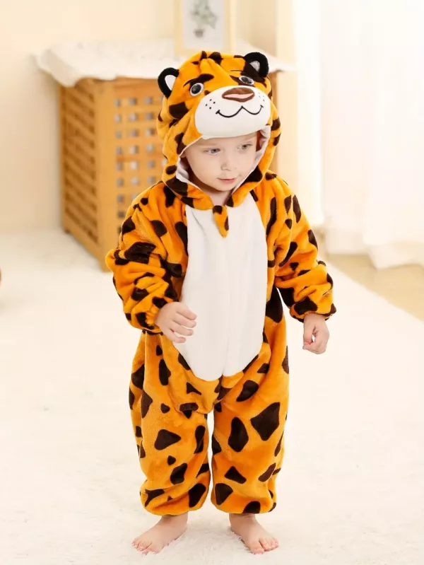Combinaison bébé garçon motif léopard avec capuche – style tigre mignon