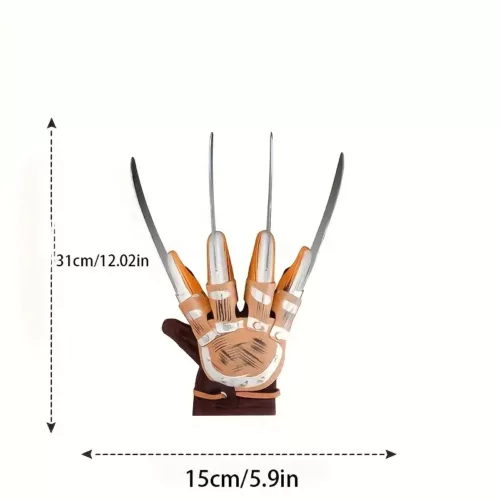 Gant griffe Freddy Krueger réaliste – accessoire cosplay Halloween en métal