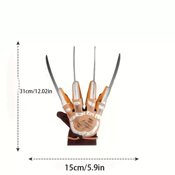 Gant griffe Freddy Krueger réaliste – accessoire cosplay Halloween en métal