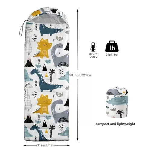Sac de couchage enfant dinosaure – doux et chaud pour camping toutes saisons