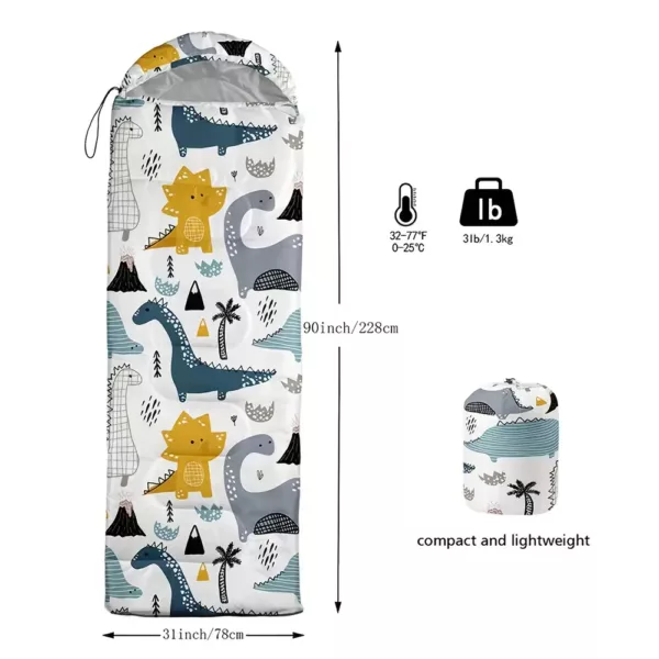 Sac de couchage enfant dinosaure – doux et chaud pour camping toutes saisons