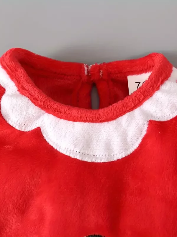 Costume de Noël bébé en velours rouge avec bonnet – tenue festive douce
