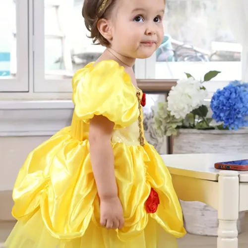 Robe bébé fille Halloween en tulle et dentelle florale 3D – look féerique