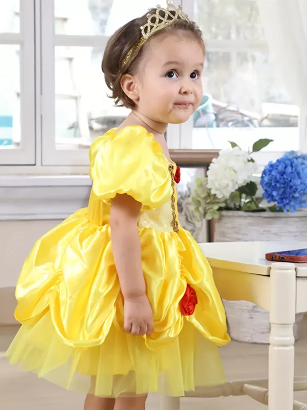 Robe bébé fille Halloween en tulle et dentelle florale 3D – look féerique