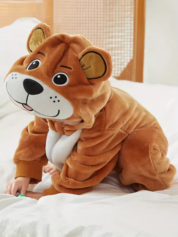 Combinaison bébé douce à capuche – déguisement animal lion, ours ou chiot