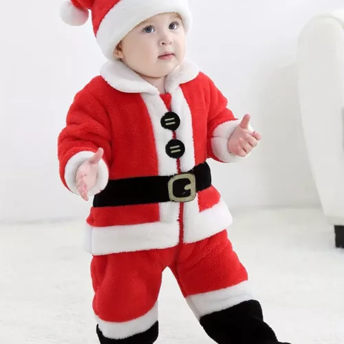 Barboteuse de Noël bébé en velours doux – combinaison chaude festive hiver