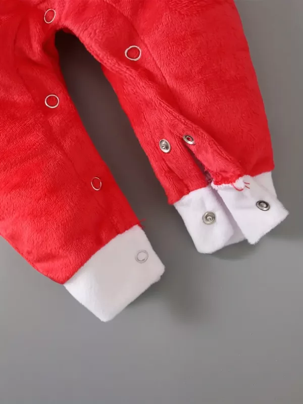 Costume de Noël bébé en velours rouge avec bonnet – tenue festive douce