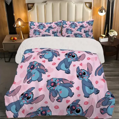 Parure de lit Lilo & Stitch 3 pièces – motif Disney enfant – coton doux