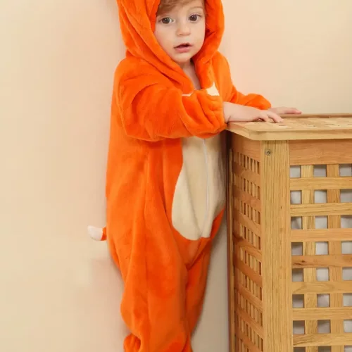 Combinaison renard enfant à capuche – pyjama doux pour déguisement ou fête