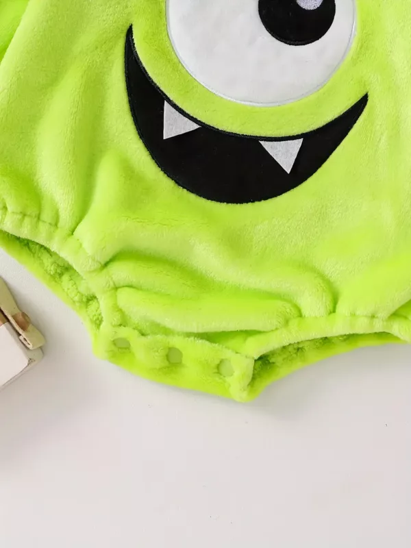 Combinaison bébé à capuche monstre 3D avec œil unique – peluche douce et mignonne