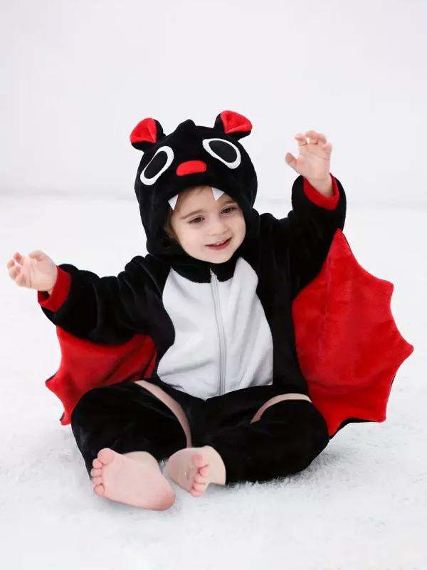 Combinaison à capuche enfant motif animal en polaire douce – style dessin animé