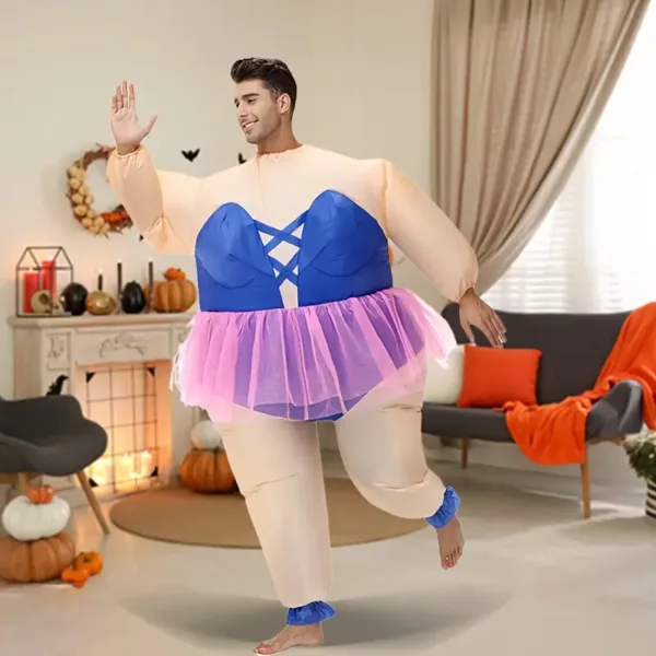 Costume gonflable sumo violet – déguisement humoristique pour Halloween et spectacle