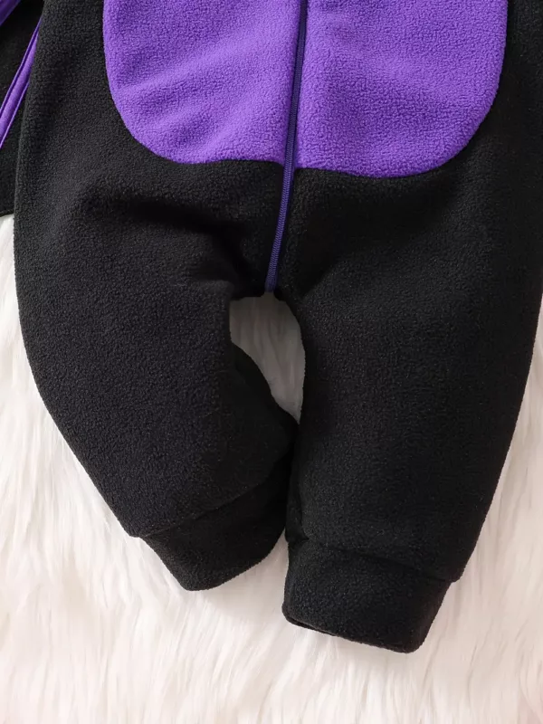 Déguisement chauve-souris enfant en peluche douce avec ailes effet velours noir