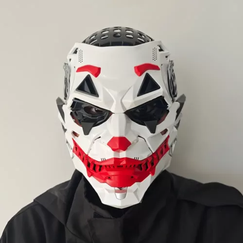 Masque clown maléfique réaliste pour Halloween – visage rieur terrifiant