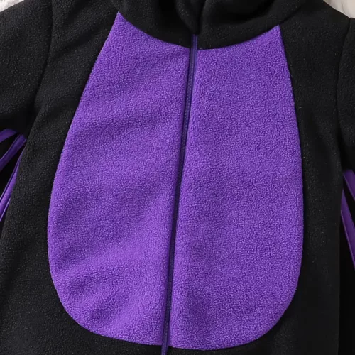 Déguisement chauve-souris enfant en peluche douce avec ailes effet velours noir