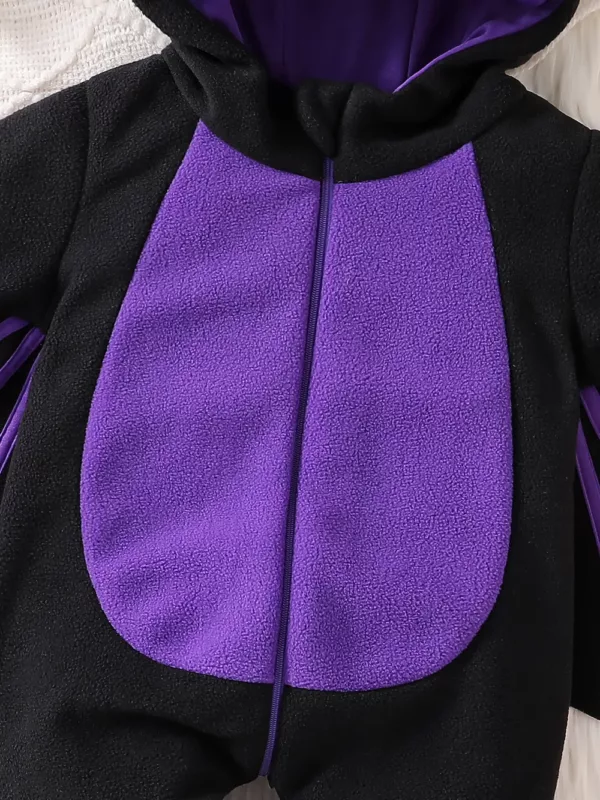 Déguisement chauve-souris enfant en peluche douce avec ailes effet velours noir