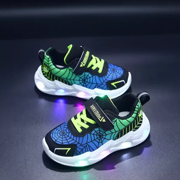 Baskets LED enfant en toile motif araignée – lumières intégrées rechargeables