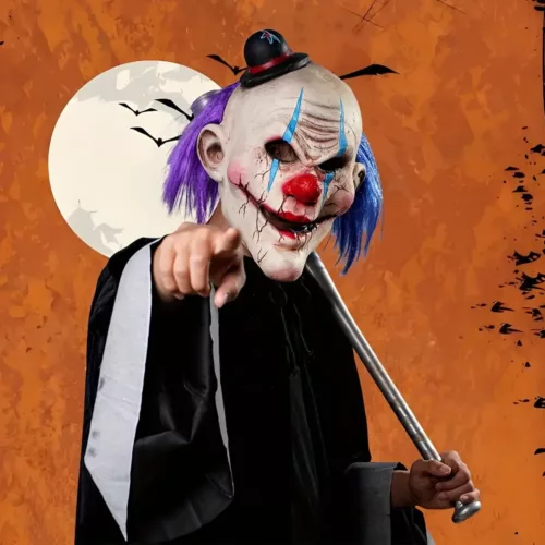 Masque de clown effrayant en latex pour Halloween – accessoire de déguisement