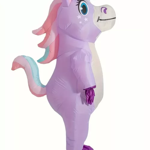 Costume gonflable licorne adulte avec capuche imprimée 3D – idéal fêtes et cosplay