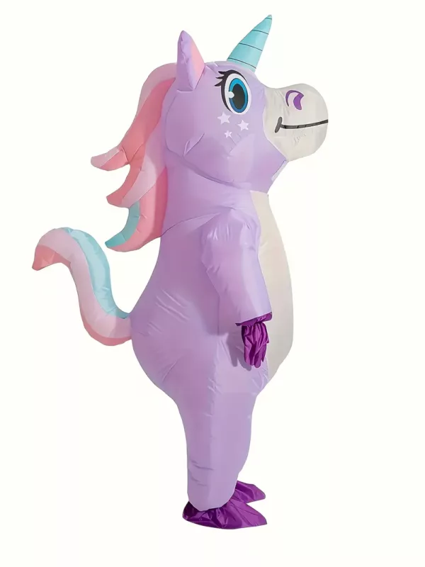 Costume gonflable licorne adulte avec capuche imprimée 3D – idéal fêtes et cosplay
