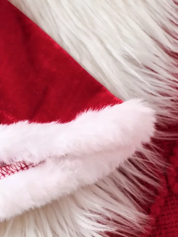 Robe bébé Noël en peluche chaude avec manches longues et bonnet assorti