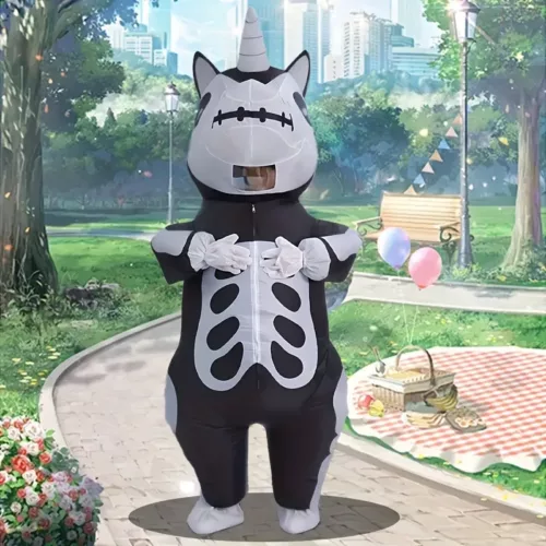 Costume gonflable adulte squelette chevauchant licorne – déguisement original Halloween