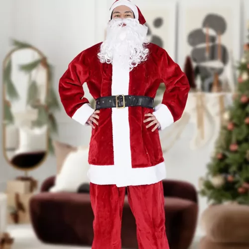 Déguisement Père Noël 4 pièces ultra-épais – Chapeau, haut, pantalon, ceinture