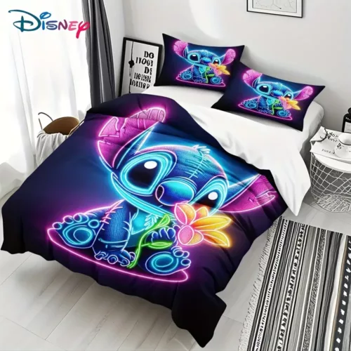 Parure de lit motif Stitch – housse de couette et taies d’oreiller 2/3 pièces