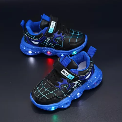 Baskets enfants LED lumineuses motif toile d’araignée – sport et loisirs