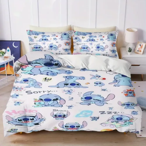 Parure de lit Stitch douce et respirante – 2 ou 3 pièces style cartoon enfants