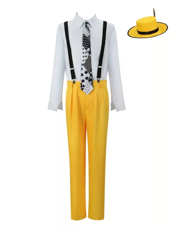 Costume homme style années 90 – ensemble déguisement jaune 5 pièces Halloween