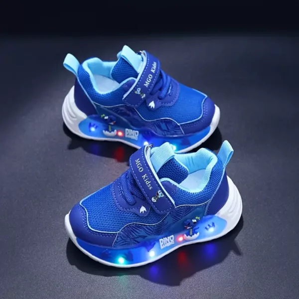 Baskets enfant LED dinosaures – sneakers lumineux garçon fille antichoc