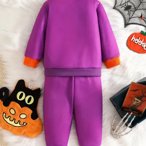 Ensemble garçon Halloween – sweat à motif citrouille et pantalon assorti