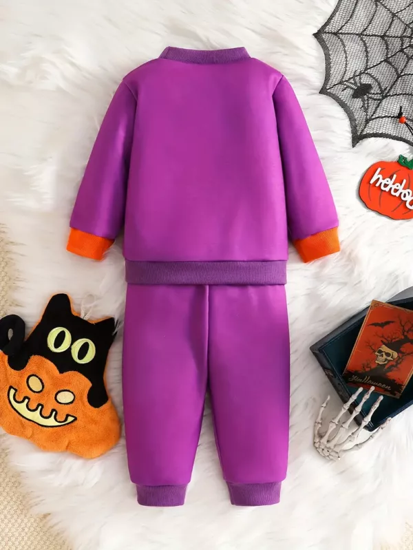 Ensemble garçon Halloween – sweat à motif citrouille et pantalon assorti